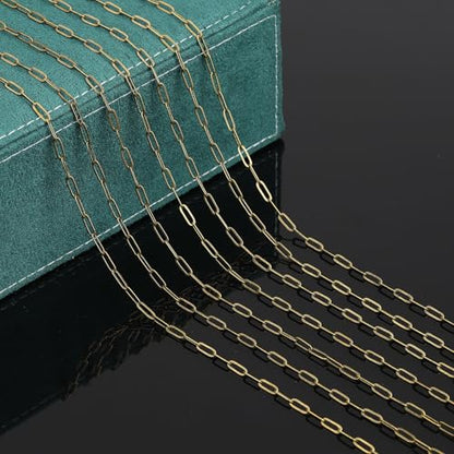 UMAOKANG 32.8 Feet Bronze Plated Brass Jewelry Making Chains Bulk Paperclip Chain for Jewelry Making Jewelry Supplies Findings - color: Bronze Paperclip