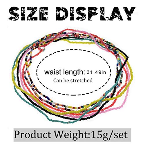 African Waist Beads for Women Belly Beaded Waist Chain | Beach Waist Chain Jewelry 10PCS Layered Bead Belly Chain Elastic Rave Body Accessories