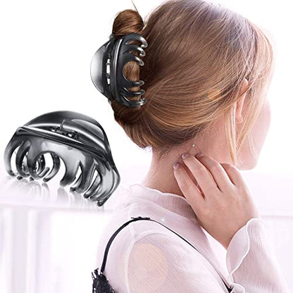 4" Large Hair Claw Clip-Acrylic Strong Holding Power Hair Clips Hairgrip for Women and Girls Hair Barrettes for For Thick Hair(D-Gray) - color: D-Gray