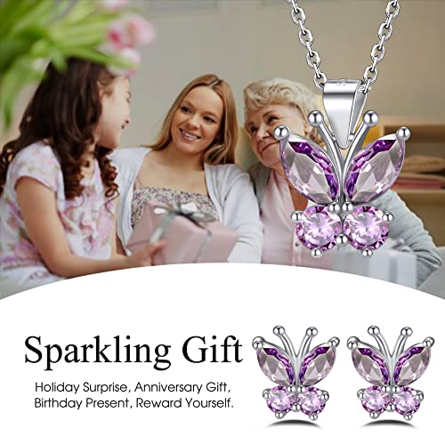 Bestyle Gold Butterfly Earrings for Women, Dainty Cute Birthstone Studs Hypoallergenic Jewelry, Great Birthday Gift - style: 06.June (Alexandrite)-STUD