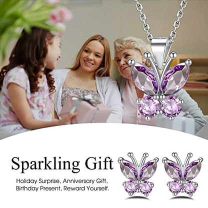 Bestyle Gold Butterfly Earrings for Women, Dainty Cute Birthstone Studs Hypoallergenic Jewelry, Great Birthday Gift - style: 06.June (Alexandrite)-STUD