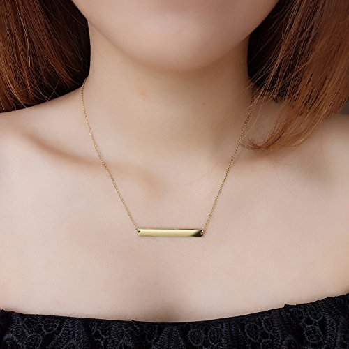 Multi Gold Bar Necklace for Women Vertical/Horizontal Bar Pendant Necklaces with Adjustable Chain Necklace Adult Jewelry - color: 14K Gold