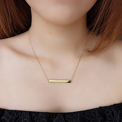 Multi Gold Bar Necklace for Women Vertical/Horizontal Bar Pendant Necklaces with Adjustable Chain Necklace Adult Jewelry - color: 14K Gold