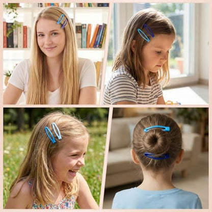 obeoby 40Pcs 2.36In Metal Snap Hair Clips No-slip Barrettes for Women Girls - color: Blue
