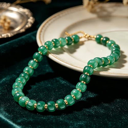 AOZEL Chunky Resin Beaded Necklace for Women Colorful Bead | Summer Beach, Waterproof, Fade Resistant, Adjustable Length, Boho Statement, for Daily Wear & Gifting - color: Dark Green