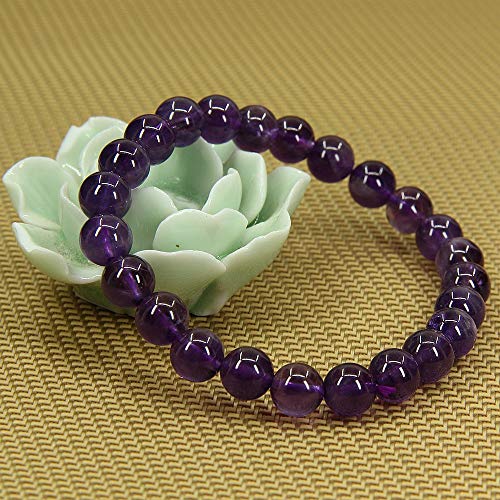Angelstones Gemstones 8mm Round Beads Healing Crystal Bracelet for women | Natural Gemstone, Handmade Gifts for Women, Healing Crystal Round Beaded Stretch Bracelets, Unisex Jewelry for Women and Men - color: Amethyst