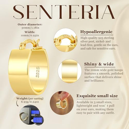 Chunky Gold Hoop Earrings Hoop Earrings Thick Gold Hoop Earrings for Women | for Sensitive Ears Gold Chunky Hoop Earrings Hypoallergenic 14K Gold Plated Hoops Non Tarnish Big Thick Hoops 18/25/30mm - color: Gold 30mm