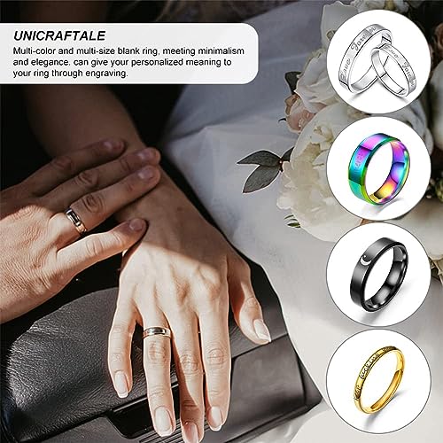 UNICRAFTALE Stainless Steel Classical Plain Stackable Wedding Band Ring Blank Wedding Ring Cool Simple Band For Women and Men Gifts for Special Occasions - color: Rose Gold