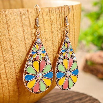 Colorful Green Teardrop Earrings for Women - Bohemian Style Enamel Dangle Earrings Lightweight Fashion Jewelry for Daily/Wedding/Party - color: Green