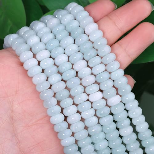 Songxi 5x8mm Natural Aquamarine Stone Rondelle Beads, 75PCS Spacer Round Loose Abacus Beads for Jewelry Making, Gemstone for Bracelet Necklace Earrings, Arts and Crafts - color: Aquamarine