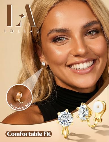 LOLIAS Clip On Earrings for Women 14K Gold Plated Clip Earrings Non Pierced | Hypoallergenic Ears Clips CZ Pearl Knot Twist Chunky Hoop and Studs Earring Set Lightweight Fake Earings Jewelry - style: 10Pairs-14K Gold Plated