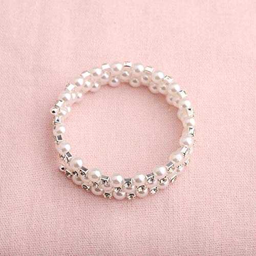 MYOSPARK Multi Layers Pearl Rhinestone bracelet Cuff Wrap Bangle Wedding Jewelry Gift For Bridal Mother Bridesmaid