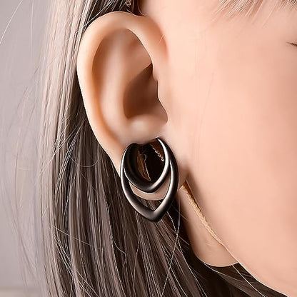 DOEARKO 2PCS Fashion Round Spiral Saddle 316 Stainless Steel Ear Tunnels Plugs Stretcher Gauges For Ear lobe Expander Piercing Body Jewelry - color: #1 Black, size: 16mm(5/8")