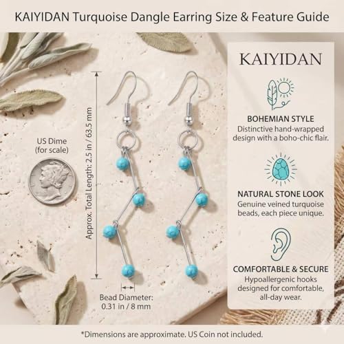 Boho Turquoise Dangle Earrings For Women Trendy,Western Blue Gemstone Drop Earings,Vintage Gothic Ethnic Statement Beach Vacation Long Birthstone Earrings with Leaf Teardrop Turquoise Crystal Tassels,Fashion Jewelry Birthday Gift. - style: A12 Zigzag Turq