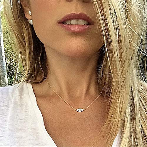 Turandoss Dainty Layered Choker Necklace, Handmade Y Pendant Necklace Multilayer Bar Disc Necklace Adjustable Layering Choker Necklaces for Women - style: 3PCS - Link Chain&Beads Chain&CZ Evil Eye