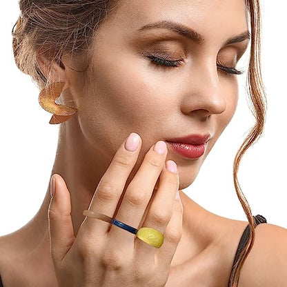 Resin Chunky Rings for Women Multicolor Acrylic Plastic Rings Set Cute Trendy Aesthetic Y2k Statement Rings Thick Dome Heart Knuckle Finger Jewelry - color: 6PCS