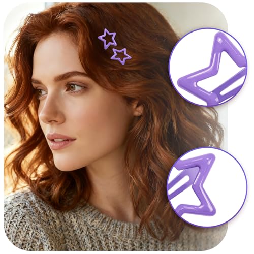 64 Pcs Metal Snap Hair Clips for Women,Small Snap Barrettes for Women Girls Thick Fine Hair (Purple) - color: Purple
