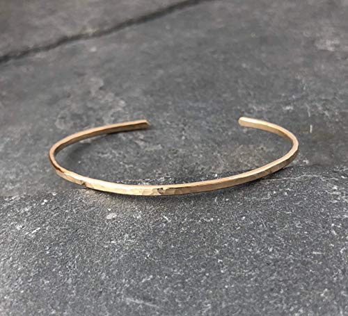 Gold Fill Hammered Thin Cuff Stacking Bracelet