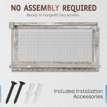 Rustic Wall Mounted Jewelry Organizer with Removable Bracelet Rod & Shelf - Multi-Functional Earring Holder, Necklace Organizer and Bracelet Stand with Hooks for Jewelry Storage and Display