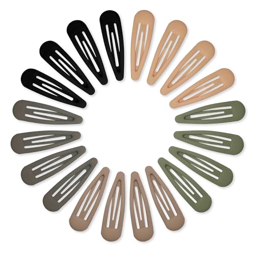 Small Hair Barrettes For Women No Slip Metal Snap Clips For Thin And Fine Hair,Matte Black Brown Green Gray,20 PCS,1.97 x 0.5 Inch. - color: Matte Black Brown Green Gray