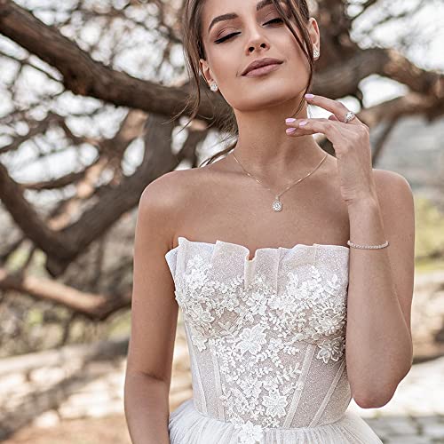 EVER FAITH Wedding Jewelry Set for Bride Bridesmaid, Glamour Teardrop Cubic Zirconia Pendant Necklace Earrings Tennis Bracelet Open Ring Sets for Birthday/Valentine's Day/Mother's Day/Christmas - color: B_Clear