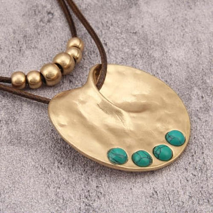 Boho Necklaces for Women Chunky Circle Necklace Bohemian Necklaces | Chunky Boho Necklace for Women Layered Boho Circle Leather Choker Necklace Long Vintage Necklaces Bohemian Jewlery Gifts - style: Bohemian Style Necklaces