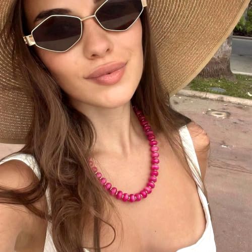 Chunky Beaded Necklace for Women, Colorful Trendy Statement Summer Jewelry Gift - color: necklace-39