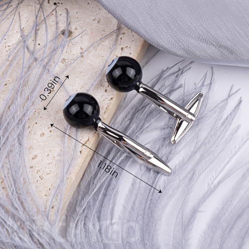 2 Pack Black 8 Ball Cufflinks Billiard Ball Cufflink Shirt Accessories for Men