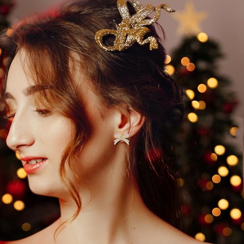 YOQUCOL Simulated Pearl Flower-Cluster Shape Clip On Stud Earrings Non Pierced Ear Earrings for Women - color: Bowtie