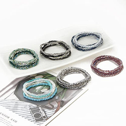 Noessla Beaded Boho Stretch Bracelet Colorful Stackable Crystal Beads Bracelets Trendy Costume Jewelry Mothers Day Gifts for Women - color: Silver