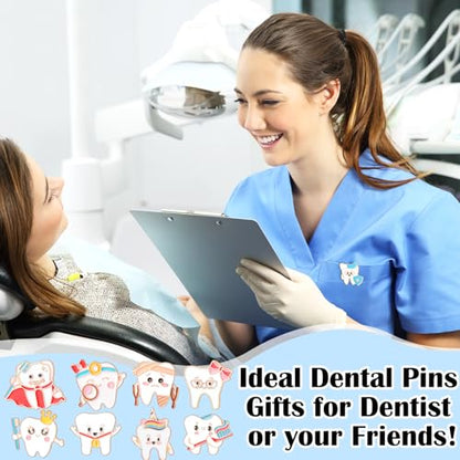40 Pcs Dental Enamel Pins for Backpacks Funny Dentist Tooth Lapel Pins Dental Assistant Gifts Lovely Cute Brooch for Women Men Clothes Bags Accessories Gifts - style: Dentist Theme