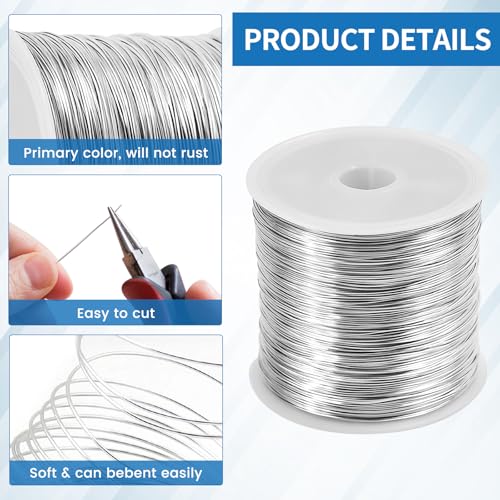 26 Gauge Tarnish Resistant Copper Wire 328ft for Jewelry Wire（Silvery） | (0.4mm X 100m) durable craft copper wire, ideal for handmade ornaments design and various DIY handcraft projects - color: Silver