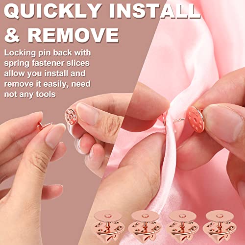 JANYUN 120 Pairs Butterfly Clutch Tie Tacks,Blank Pin Clasp Back | Rose Gold,Metal Holder Lock Backings,Replacement with 8mm Length 10mm Width Blank Pins for Brooch Lapel Enamel Craft Ma - color: Rose Gold, size: 10mm
