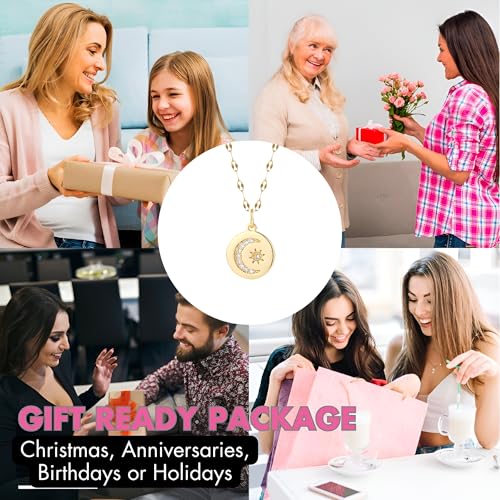 925 Sterling Silver Sun and Moon Necklace Pendant Star Necklace Set Sun moon pendant necklace twitches necklace sun and moon Necklaces and Cloud Sun and Moon Jewelry for Women, - color: NK008G2AC210001G4
