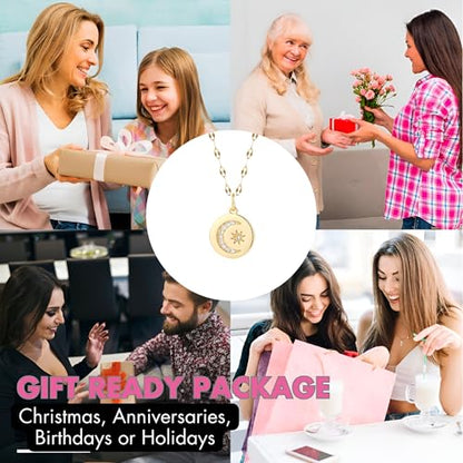 925 Sterling Silver Sun and Moon Necklace Pendant Star Necklace Set Sun moon pendant necklace twitches necklace sun and moon Necklaces and Cloud Sun and Moon Jewelry for Women, - color: NK008G2AC210001G4