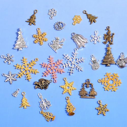 stino 100 G Mixed Style Metal Charms for Jewelry Making, Bulk Silver & Gold Plated, for Bracelet, Necklace, Earrings DIY Crafts - style: Christmas
