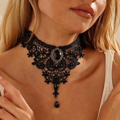 Black Necklaces for Women,Adjustable Layered Collar,Goth Jewelry - color: Flute