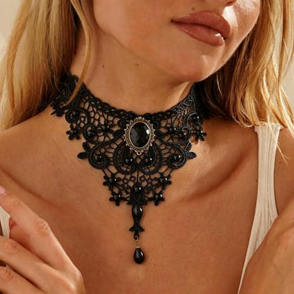 Black Necklaces for Women,Adjustable Layered Collar,Goth Jewelry - color: Flute
