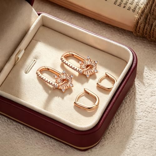 JINEAR 2 Pairs Gold Hoop Earrings for Women Dainty Huggie Earrings Set | 14K Gold Plated Cubic Zirconia Hypoallergenic Lightweight Waterproof Cartilage Hoop Earrings Trendy Jewelry Gift - color: Plates&Pockets