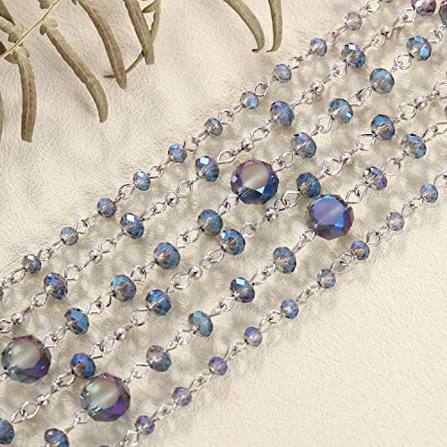 Firstmeet Long Chain Multi Layer Fashion Glass Beads Handmade Necklace for Women - color: Dusk Blue
