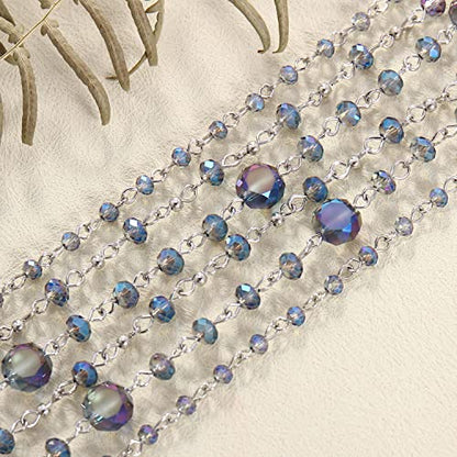 Firstmeet Long Chain Multi Layer Fashion Glass Beads Handmade Necklace for Women - color: Dusk Blue