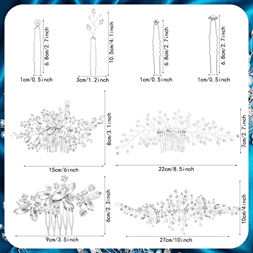 Maitys 44 Pieces Wedding Hair Accessories Faux Pearl Crystal Comb Clips U-shaped Flower Rhinestone Silver Pearl Hair Pieces for Prom Bride Bridesmaid(Elegant Style) - style: Elegant Style