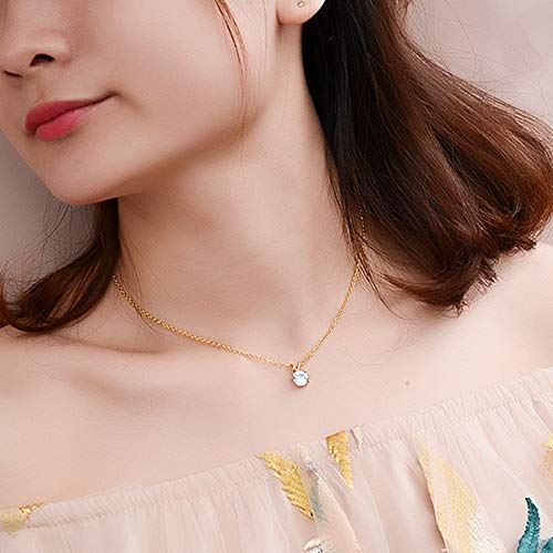 Jude Jewelers Stainless Steel Classical Simple Plain Solitaire Style Collar Charm Necklace - color: Gold