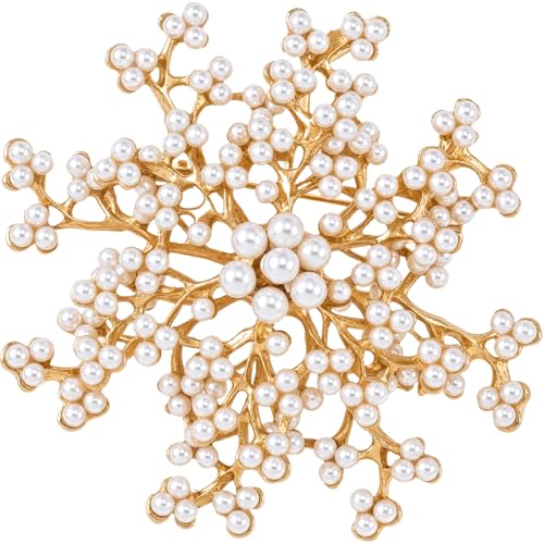 PAGOW Large Pearl Brooches for Women, Fashion Flower Pearl Striking Brooch Pins, Vintage Floral Clustered Pearls Bridal Lapel Costume Pins Decoration for Wedding Party Jewelry - 1pc, White - color: white,style4,1pcs