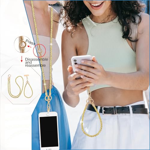 Crystal Phone Strap Crossbody Rhinestone Cell Phone Neck, Yellow - color: Yellow