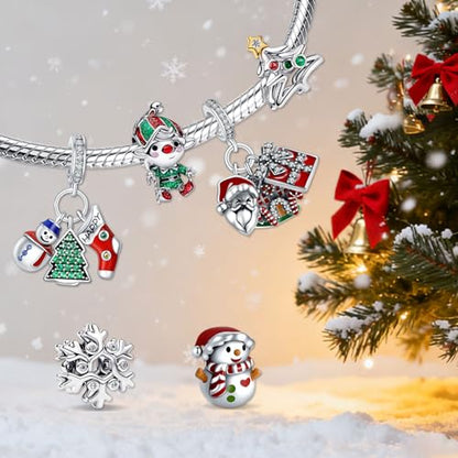 MITSOKU 925 Sterling Silver Charms for Bracelets Necklaces Animal prototype Pendant Safety Chain Dangle Pendants Beads Christmas Day Charms Jewelry Gift for Women - style: 7-Gem Christmas Tree