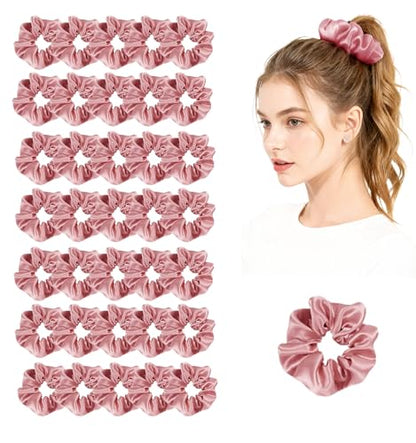 36Pack Womens Silk Scrunchies Satin Scrunchy Hairtie Hairbands Silky Hair Ties Elastics Hairs Bow Accessory Ponytail Holder - color: Navy