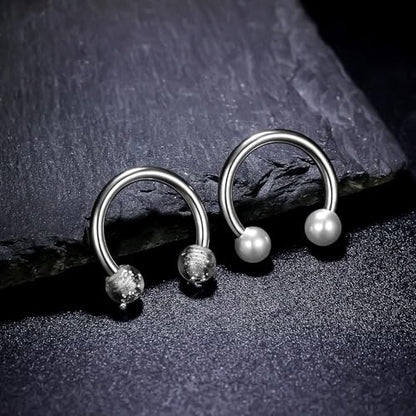 Vsnnsns 14G 16G 18G Septum Rings Piercing Jewelry 316L Stainless Surgical Steel Horseshoe Septum Nose Rings Snake Bite Lip Ring Daith Rook Earrings Smiley Piercing Jewelry for Women Men 8MM 10MM 12MM - color: 14G-12MM Mix Color