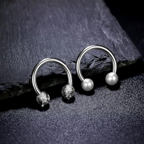 14G 16G 18G Septum Rings Piercing Jewelry 316L Stainless Surgical Steel Horseshoe Septum Nose Rings Snake Bite Lip Ring Daith Rook Earrings Smiley Piercing Jewelry for Women Men 8MM 10MM 12MM - color: 14G-12MM Mix Color