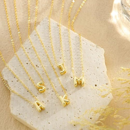 Initial Necklaces for Women Bubble Gold Silver Letter Necklace Dainty Personalized Charm Pendant Name Necklace Cute Non Tarnish Fashion Accessories Teen Gift Trendy Stuff Jewelry Gifts - color: Gold, style: F